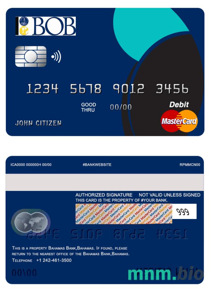 bahamas bank of the bahamas master karta przykład w formacie PSD